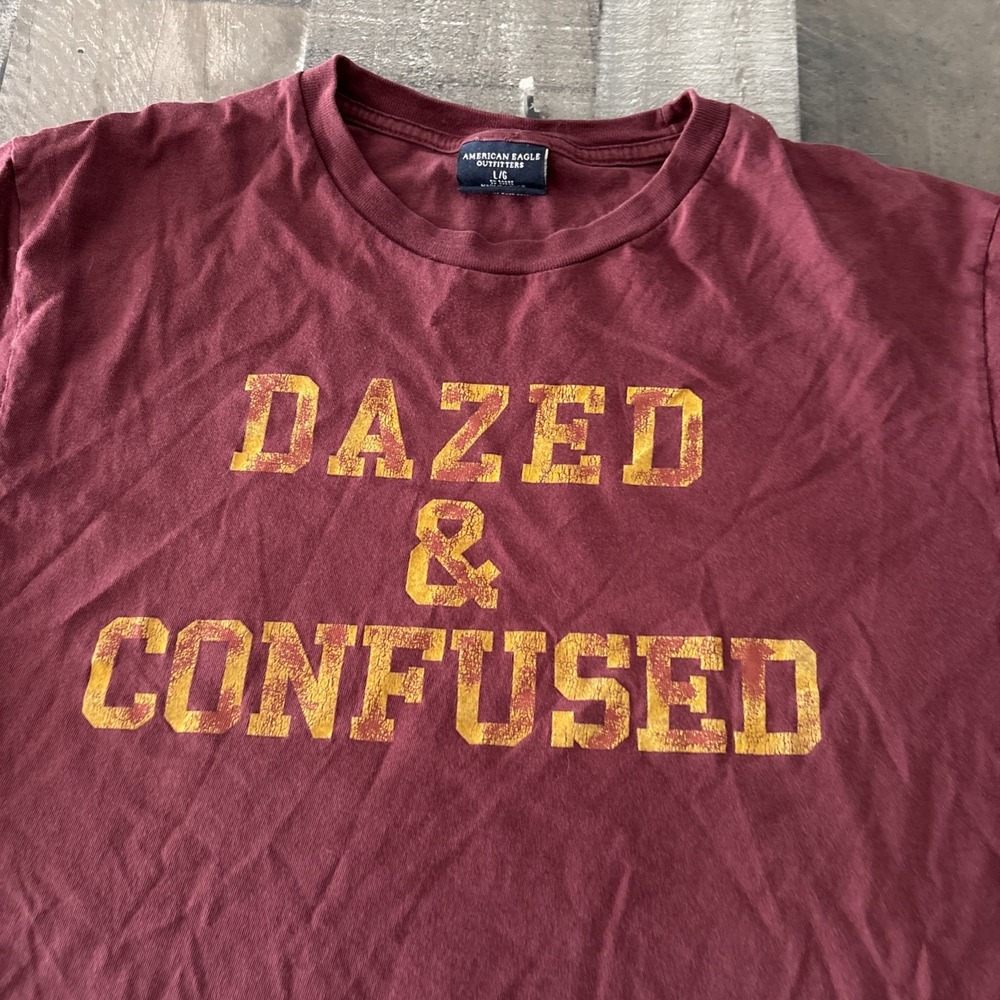 American Eagle Outfitters Dazed & Confused Maroon Cotton Graphic Men's T-Shirt L - Picture 2 of 7